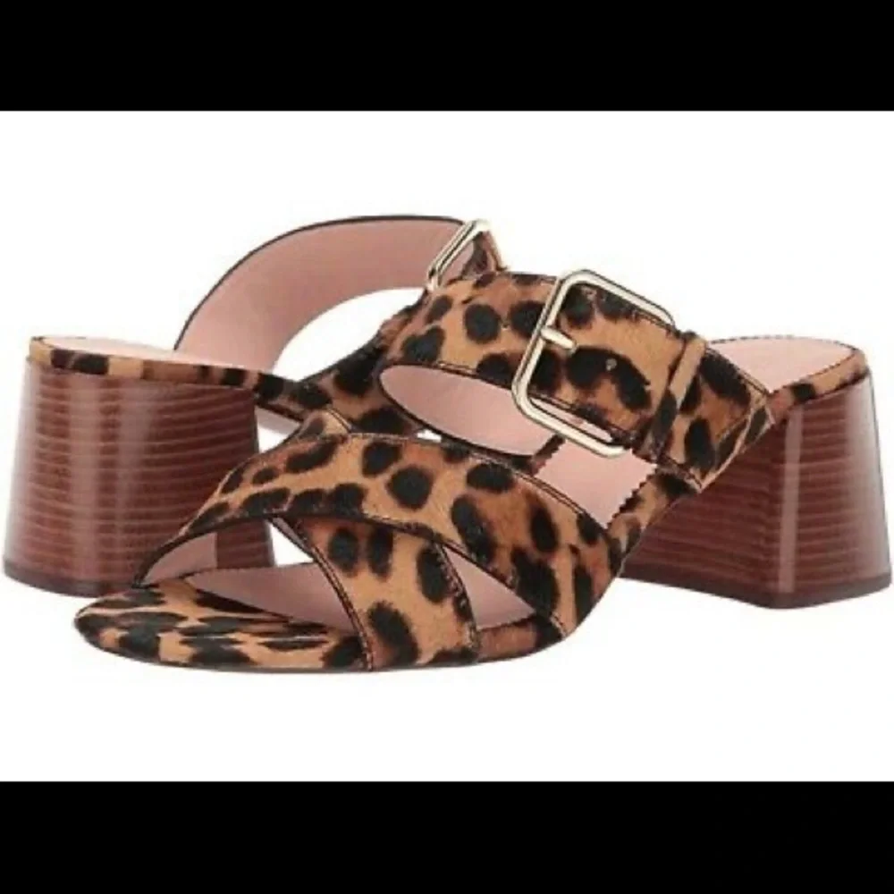 J.crew women’s rich mahogany haircalf penny mid block heel slide sandal size 6